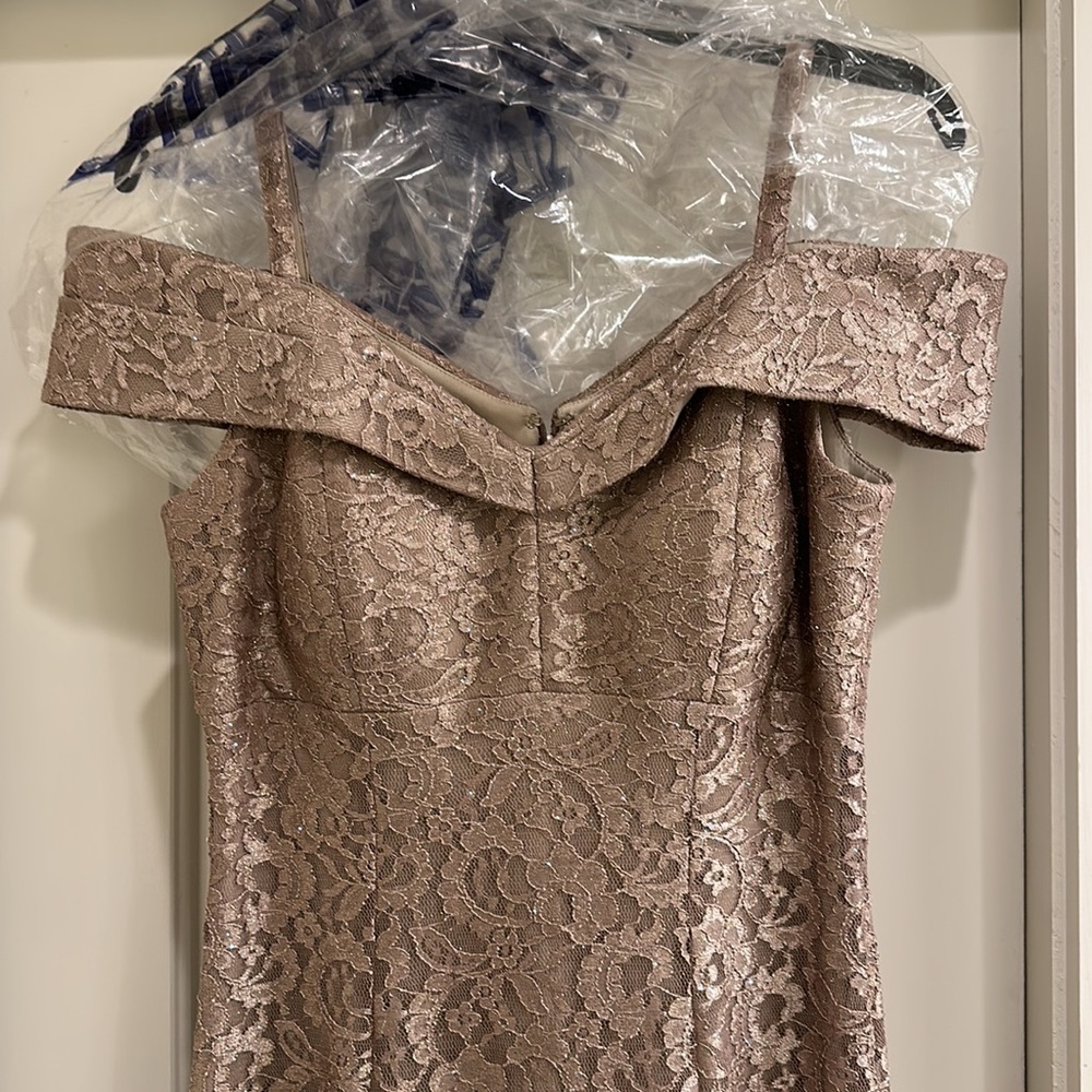 R&M Richards Off-the-Shoulder Cap Sleeve Floral Lace Mermaid Gown - Picture 6 of 6